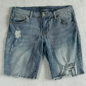 VTG Mossimo Mid-Rise Stretch Distressed Denim Bermuda Shorts Size - Women's 10